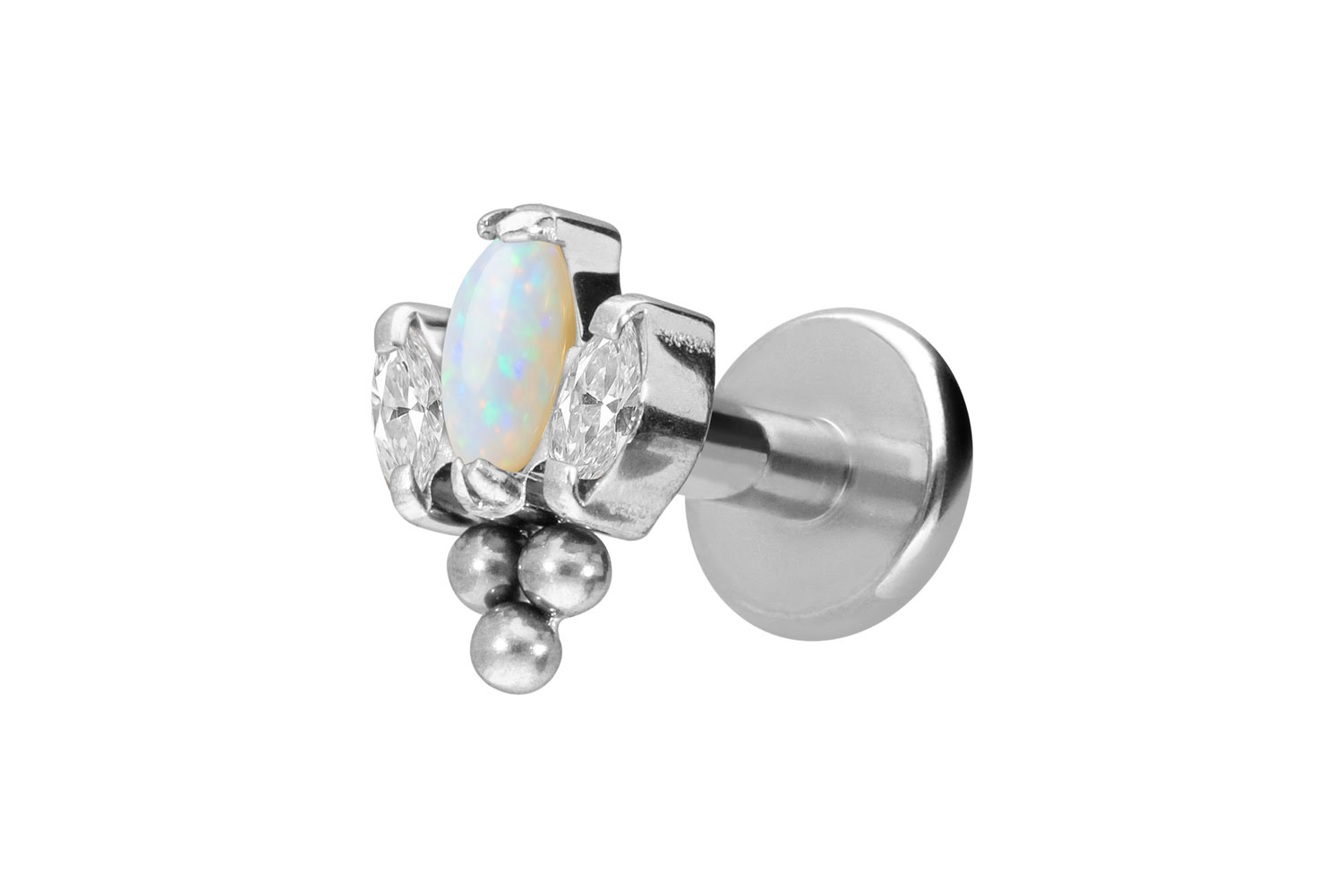 Titan Labret Piercing mit Innengewinde LOTUSBLÜTE + 3 KUGELN